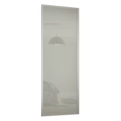 Ellipse Sliding Wardrobe Door 1 Panel Arctic White Glass With Aluminium Frame (W)762mm