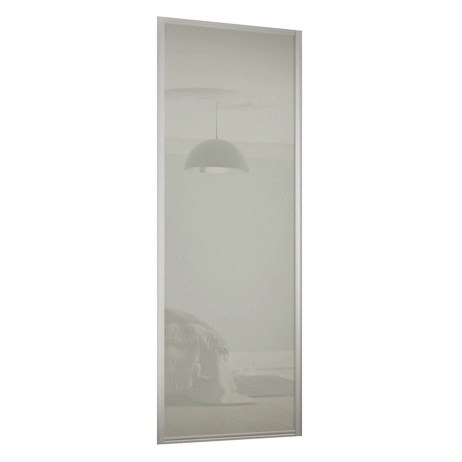 Ellipse Sliding Wardrobe Door 1 Panel Arctic White Glass With Aluminium Frame (W)762mm 1 Ellipse Sliding Wardrobe Door 1 Panel Arctic White Glass With Aluminium Frame (W)762mm