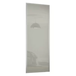 Ellipse Sliding Wardrobe Door 1 Panel Arctic White Glass With Aluminium Frame (W)914mm