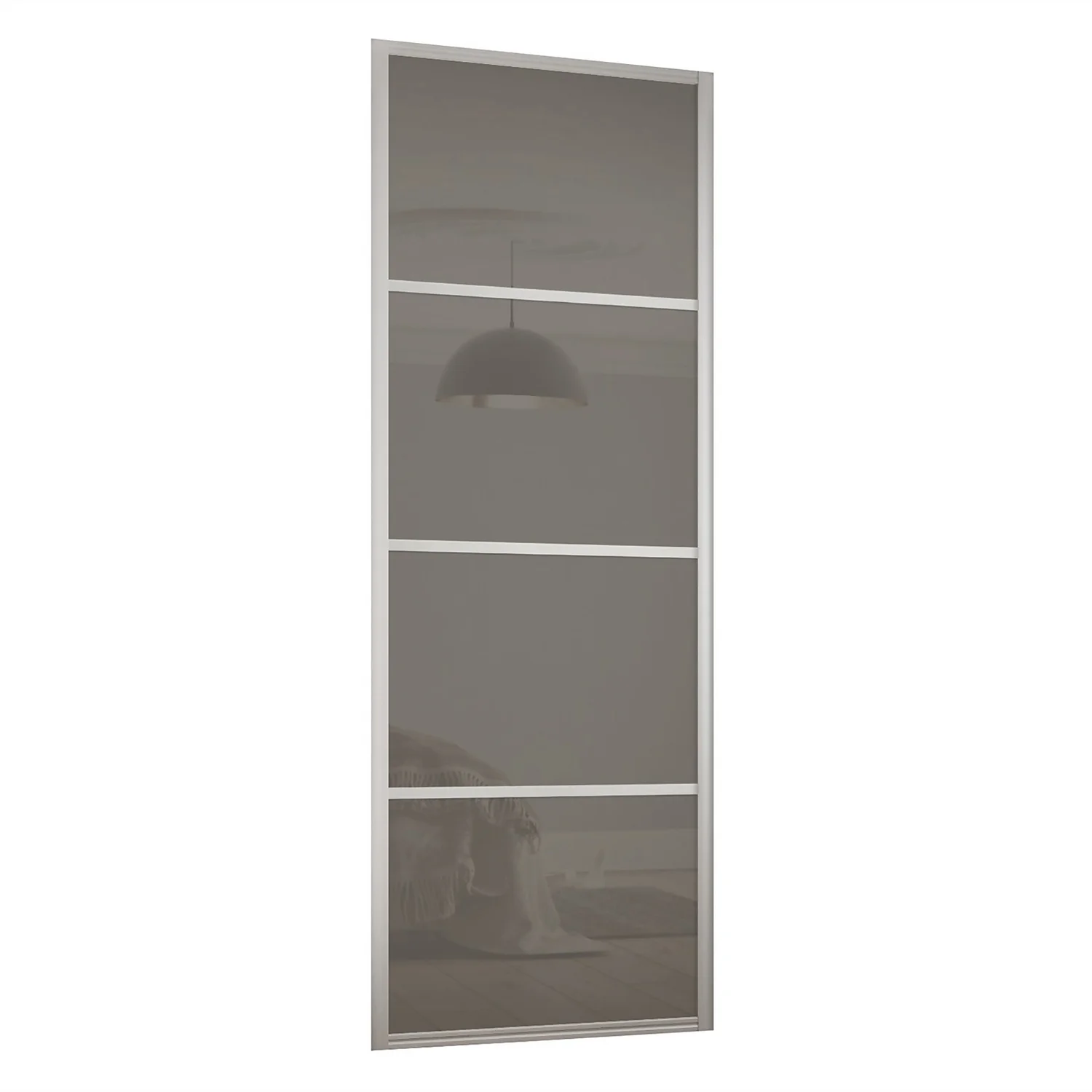 Ellipse Sliding Wardrobe Door 4 Panel Cappuccino Glass With Aluminium Frame (W)610mm 1 Ellipse Sliding Wardrobe Door 4 Panel Cappuccino Glass With Aluminium Frame (W)610mm