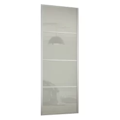 Ellipse Sliding Wardrobe Door 4 Panel Arctic White Glass With Aluminium Frame (W)610mm