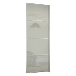 Ellipse Sliding Wardrobe Door 4 Panel Arctic White Glass With Aluminium Frame (W)762mm
