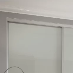 Duo Sliding Wardrobe Door Arctic White Glass With Aluminium Frame (W)610mm -Furniture Sale Store 12807021 1114843068555534