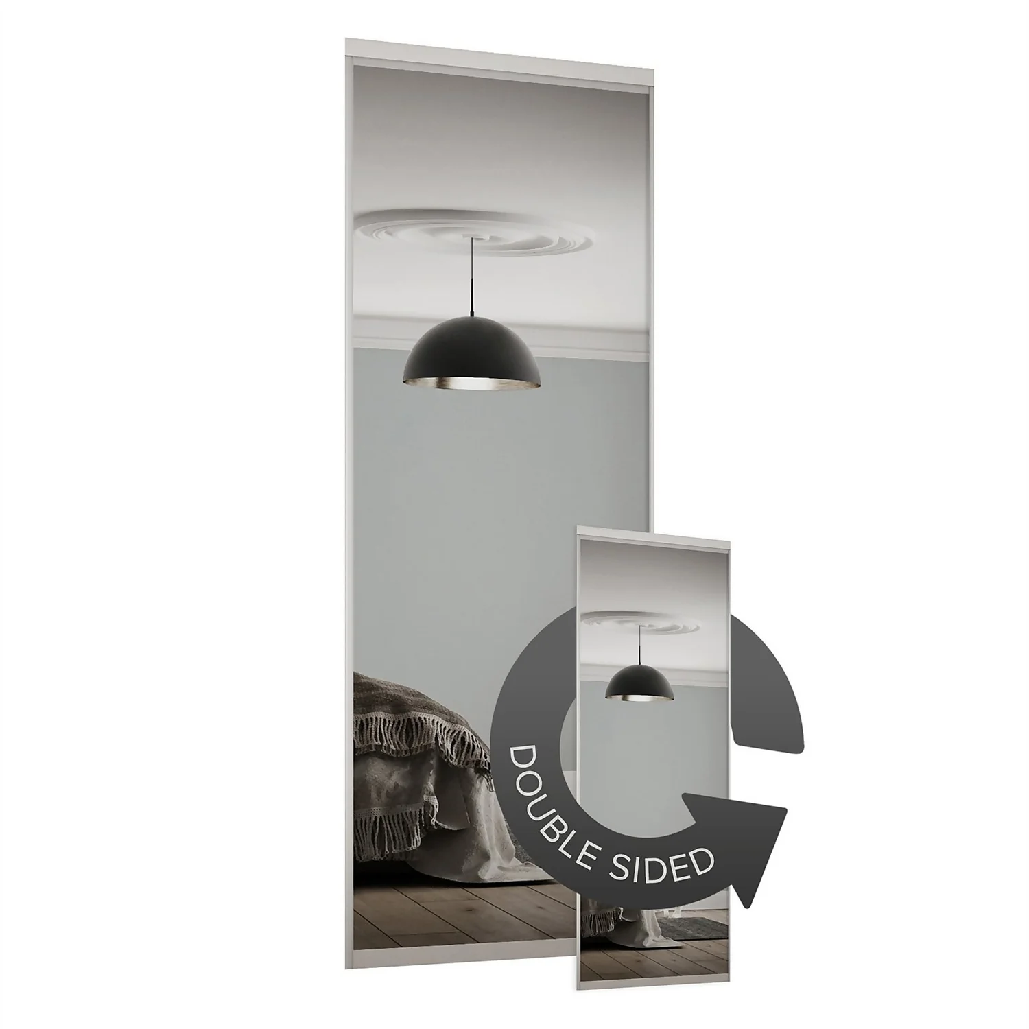 Duo Sliding Wardrobe Door Mirror With Aluminium Frame (W)762mm 1 Duo Sliding Wardrobe Door Mirror With Aluminium Frame (W)762mm