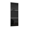 Linear Sliding Wardrobe Door 3 Panel Black Glass With Silver Frame (W)610mm