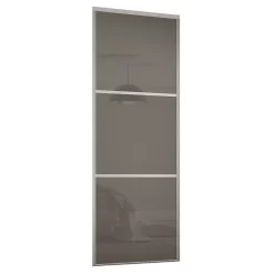 Linear Sliding Wardrobe Door 3 Panel Cappuccino Glass With Silver Frame (W)610mm