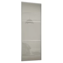 Linear Sliding Wardrobe Door 3 Panel Arctic White Glass With Silver Frame (W)610mm
