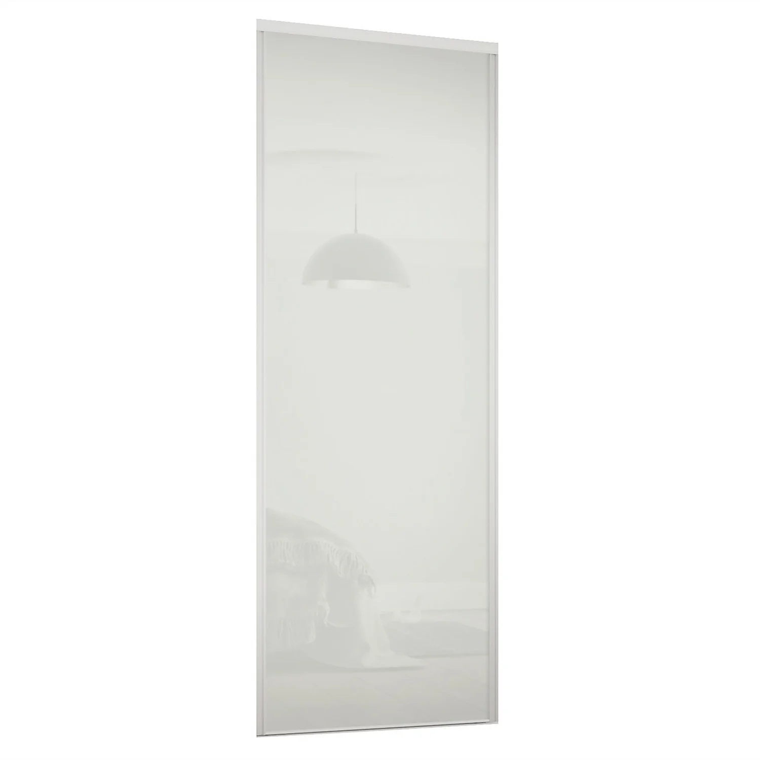 Classic Sliding Wardrobe Door Arctic White Glass With Silver Frame (W)610mm 1 Classic Sliding Wardrobe Door Arctic White Glass With Silver Frame (W)610mm