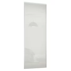 Classic Sliding Wardrobe Door Arctic White Glass With Silver Frame (W)914mm