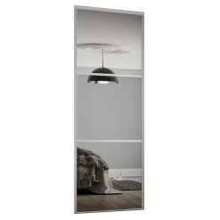 Linear Sliding Wardrobe Door 3 Panel Mirror With Silver Frame (W)610mm