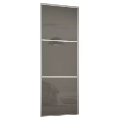 Linear Sliding Wardrobe Door 3 Panel Cappuccino Glass With Silver Frame (W)762mm