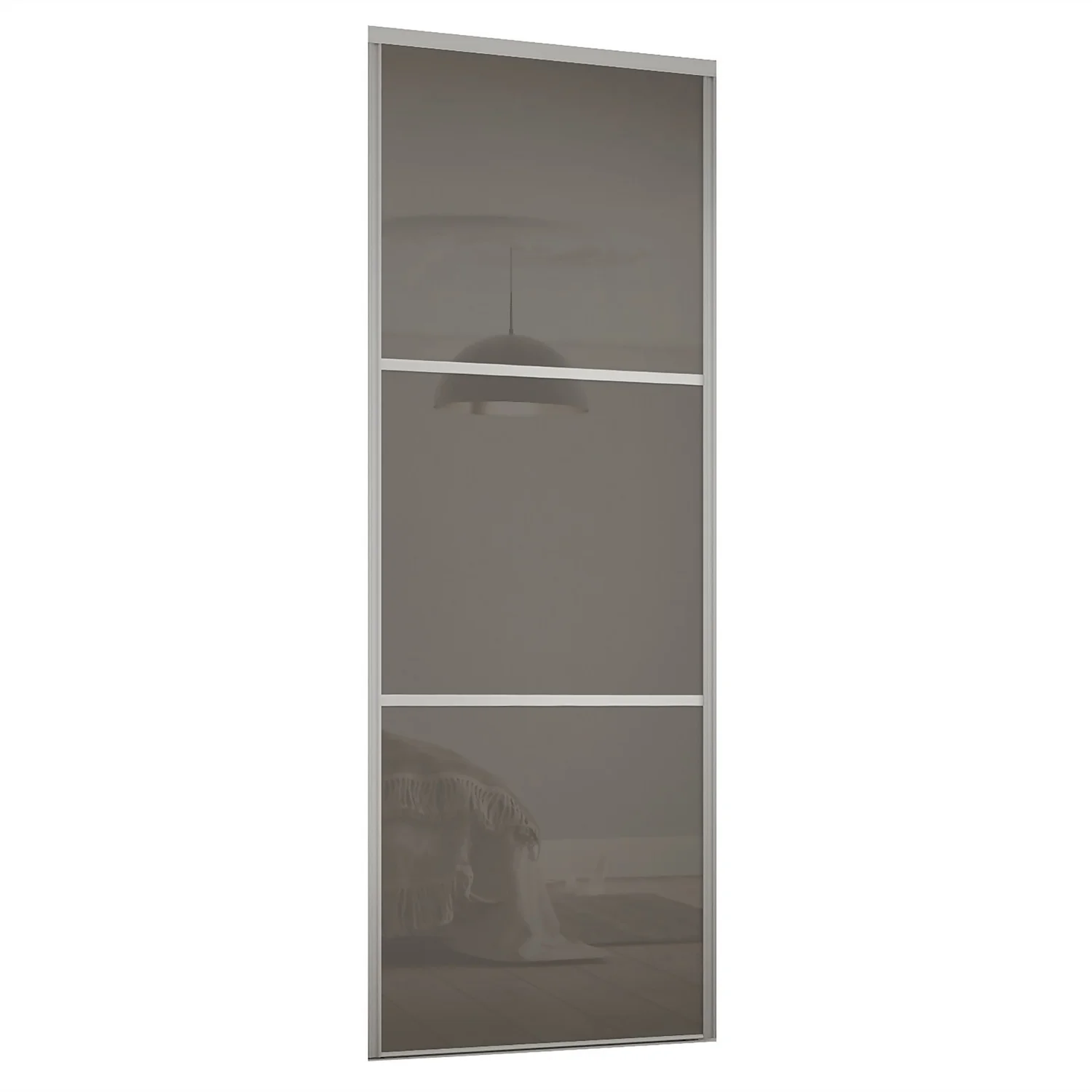 Linear Sliding Wardrobe Door 3 Panel Cappuccino Glass With Silver Frame (W)762mm 1 Linear Sliding Wardrobe Door 3 Panel Cappuccino Glass With Silver Frame (W)762mm