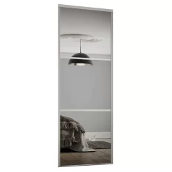 Linear Sliding Wardrobe Door 3 Panel Mirror With Silver Frame (W)762mm