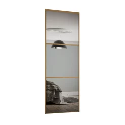 Linear Sliding Wardrobe Door 3 Panel Mirror With Oak Frame (W)762mm