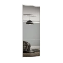 Linear Sliding Wardrobe Door 3 Panel Mirror With White Frame (W)762mm
