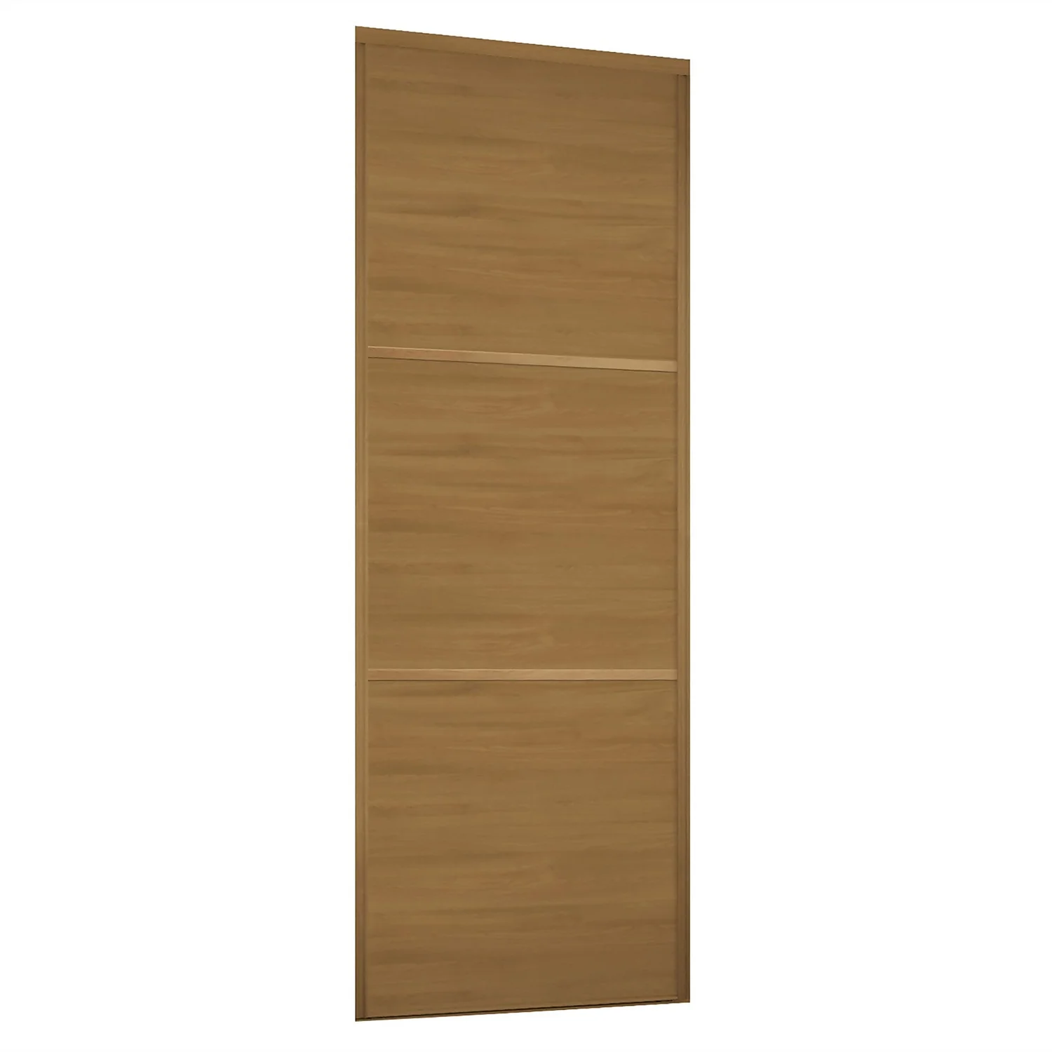 Linear Sliding Wardrobe Door 3 Panel Oak With Oak Frame (W)762mm 1 Linear Sliding Wardrobe Door 3 Panel Oak With Oak Frame (W)762mm