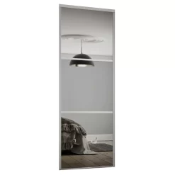 Linear Sliding Wardrobe Door 3 Panel Mirror With Silver Frame (W)914mm