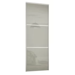 Linear Sliding Wardrobe Door 3 Panel Arctic White Glass With White Frame (W)914mm