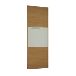Linear Sliding Wardrobe Door 3 Panel Oak / Arctic White Glass With Oak Frame (W)914mm