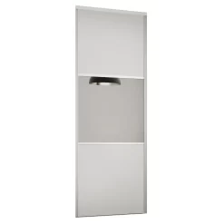 Linear Sliding Wardrobe Door 3 Panel White / Mirror With White Frame (W)914mm