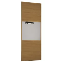Linear Sliding Wardrobe Door 3 Panel Oak / Mirror With Oak Frame (W)914mm