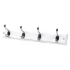 None White Hook Rail - Polished Chrome - 4 Hooks