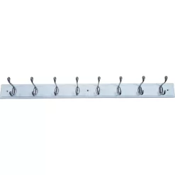 8 Heavy Duty Chrome Hat And Coat Hooks On White Board