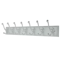 7 White Antique Hooks On Rustic Board