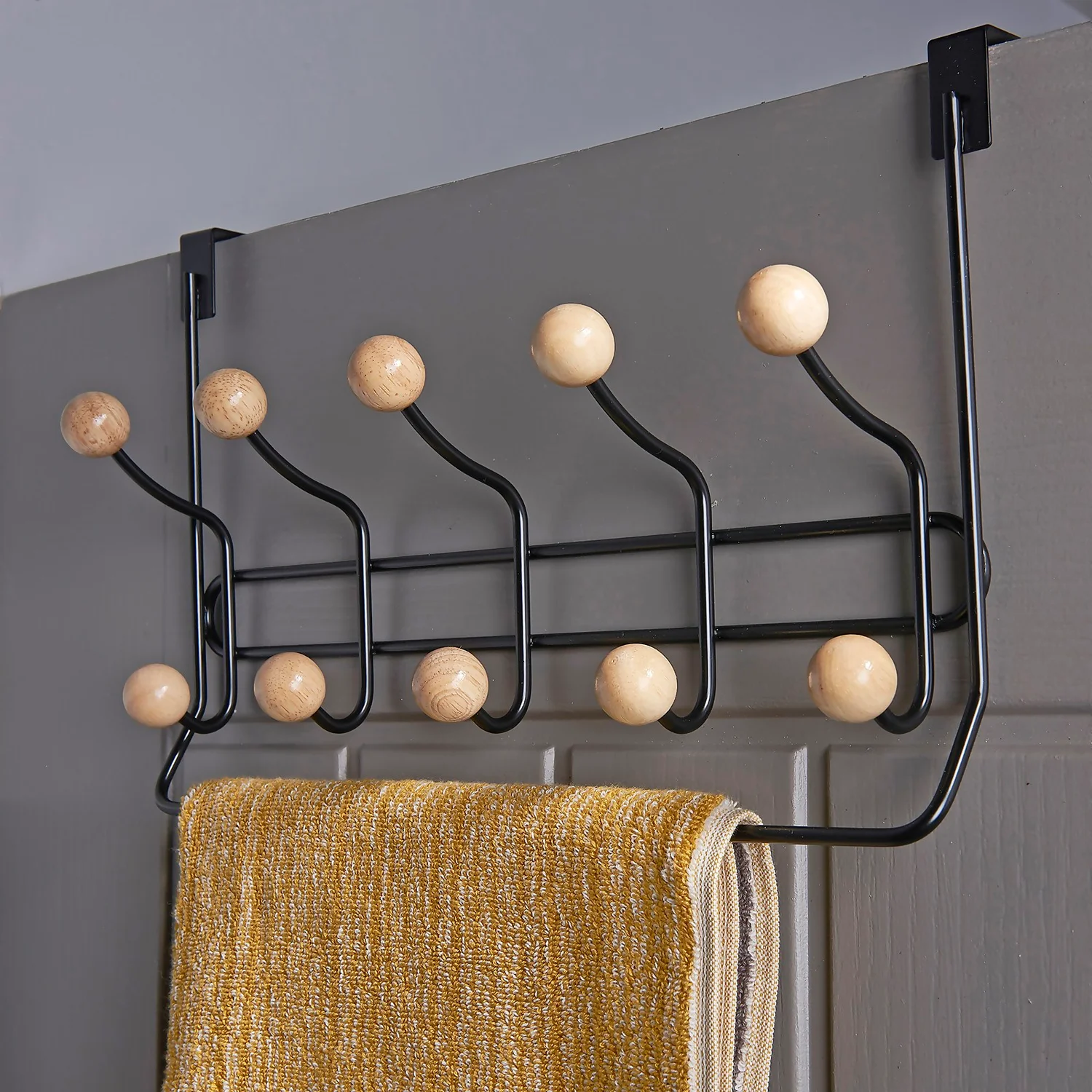 None Wooden Ball With Towel Bar Coat Hook 2 None Wooden Ball With Towel Bar Coat Hook - Image 2