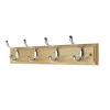 4 Coat Polished Chrome Hooks On Pine Stepped Board