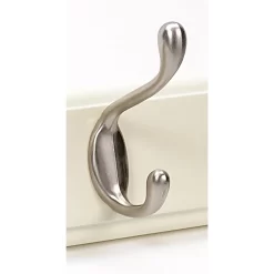 2 Coat Satin Nickel Hooks On Cream Stepped Board -Furniture Sale Store 12821284 5994964414443527