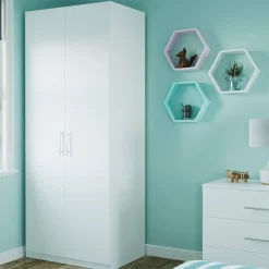 Fitted Bedroom Slab Double Wardrobe - White