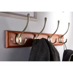 None Beech Victorian Hook Rail - Antique Brass - 4 Hooks -Furniture Sale Store 12832351 1844846153966032