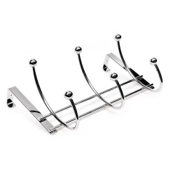 None Hat And Coat Over The Door Hanger - Chrome Plated - 3 Hooks