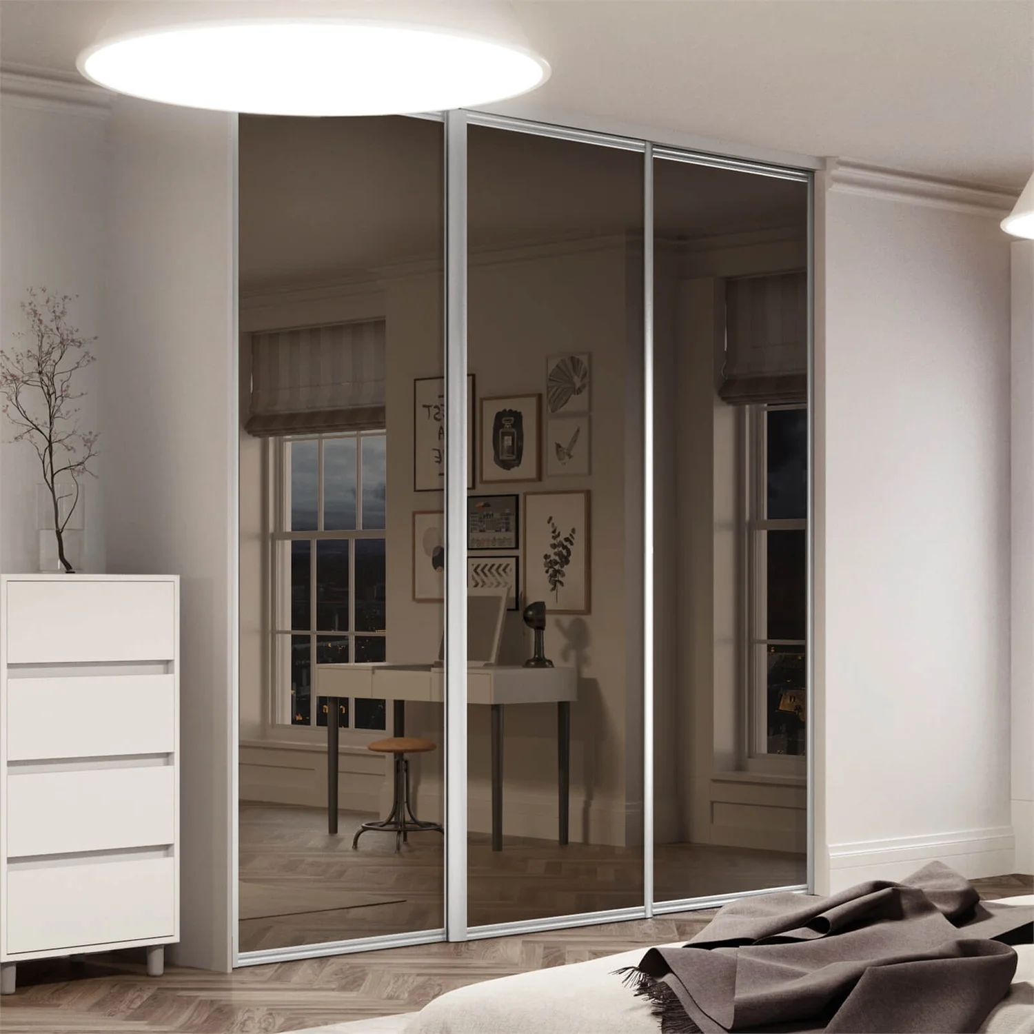Ellipse Sliding Wardrobe Door 1 Panel Bronze Mirror With Aluminium Frame (W)762mm 2 Ellipse Sliding Wardrobe Door 1 Panel Bronze Mirror With Aluminium Frame (W)762mm - Image 2