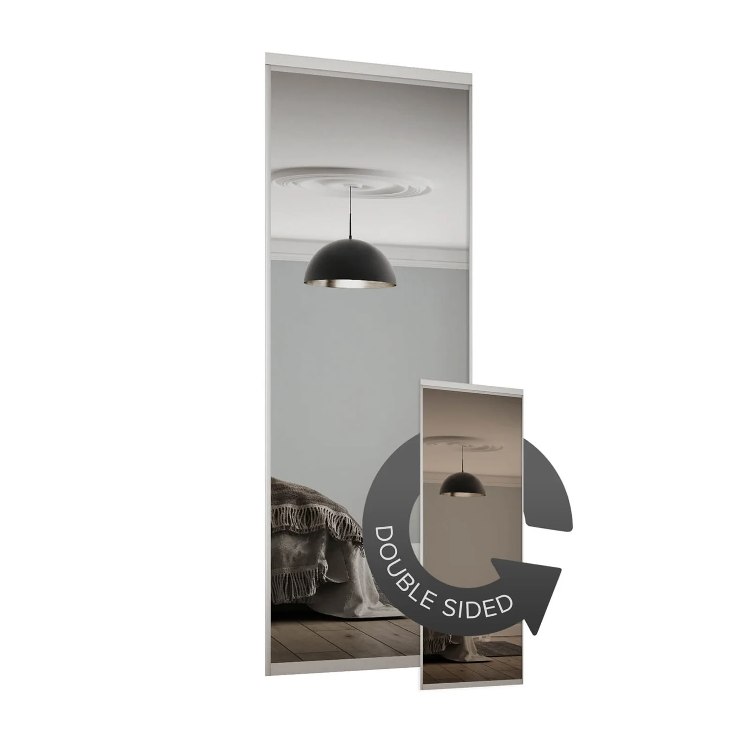 Duo Sliding Wardrobe Door Bronze Mirror / Silver Mirror With Aluminium Frame (W)610mm 1 Duo Sliding Wardrobe Door Bronze Mirror / Silver Mirror With Aluminium Frame (W)610mm