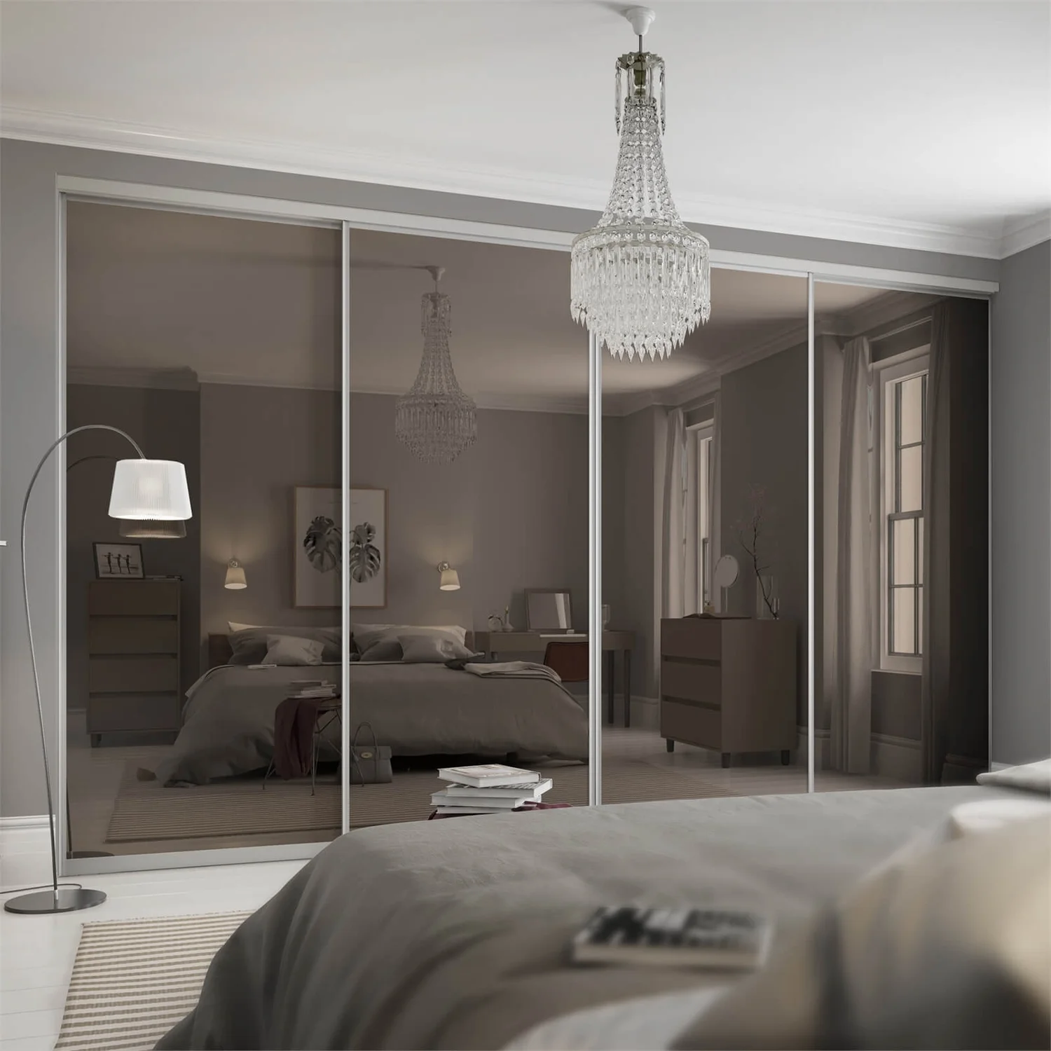 Duo Sliding Wardrobe Door Bronze Mirror / Silver Mirror With Aluminium Frame (W)914mm 2 Duo Sliding Wardrobe Door Bronze Mirror / Silver Mirror With Aluminium Frame (W)914mm - Image 2