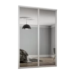 Shaker 2 Door Sliding Wardrobe Kit Mirror With White Frame (W)1449 X (H)2260mm