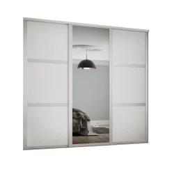 Shaker 3 Door Sliding Wardrobe Kit White Panel / Mirror With White Frame (W)2136 X (H)2260mm