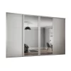 Shaker 4 Door Sliding Wardrobe Kit White Panel / Mirror With White Frame (W)2898 X (H)2260mm