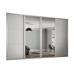 Shaker 4 Door Sliding Wardrobe Kit White Panel / Mirror With White Frame (W)2290 X (H)2260mm