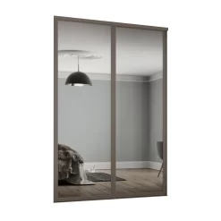 Shaker 2 Door Sliding Wardrobe Kit Mirror With Stone Grey Frame (W)1449 X (H)2260mm