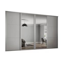 Shaker 4 Door Sliding Wardrobe Kit Cashmere Panel / Mirror (W)2290 X (H)2260mm