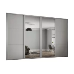 Shaker 4 Door Sliding Wardrobe Kit Cashmere Panel / Mirror (W)2898 X (H)2260mm