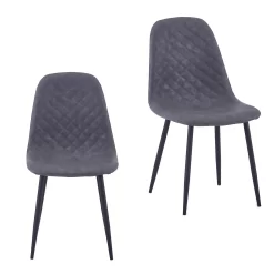 Perth Diamond Back Dining Chair - Set Of 2 - Grey