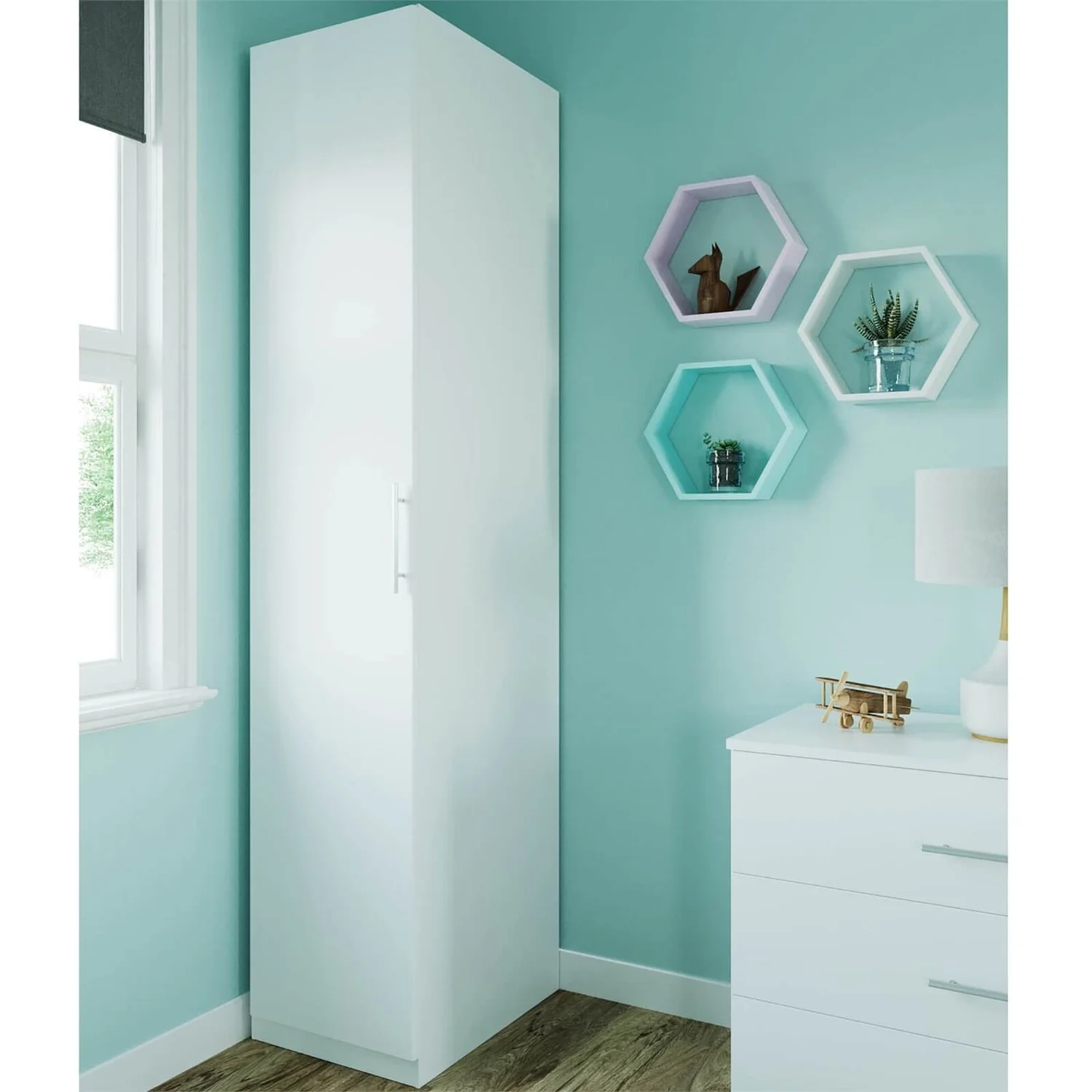 Fitted Bedroom Slab Single Wardrobe - White 1 Fitted Bedroom Slab Single Wardrobe - White