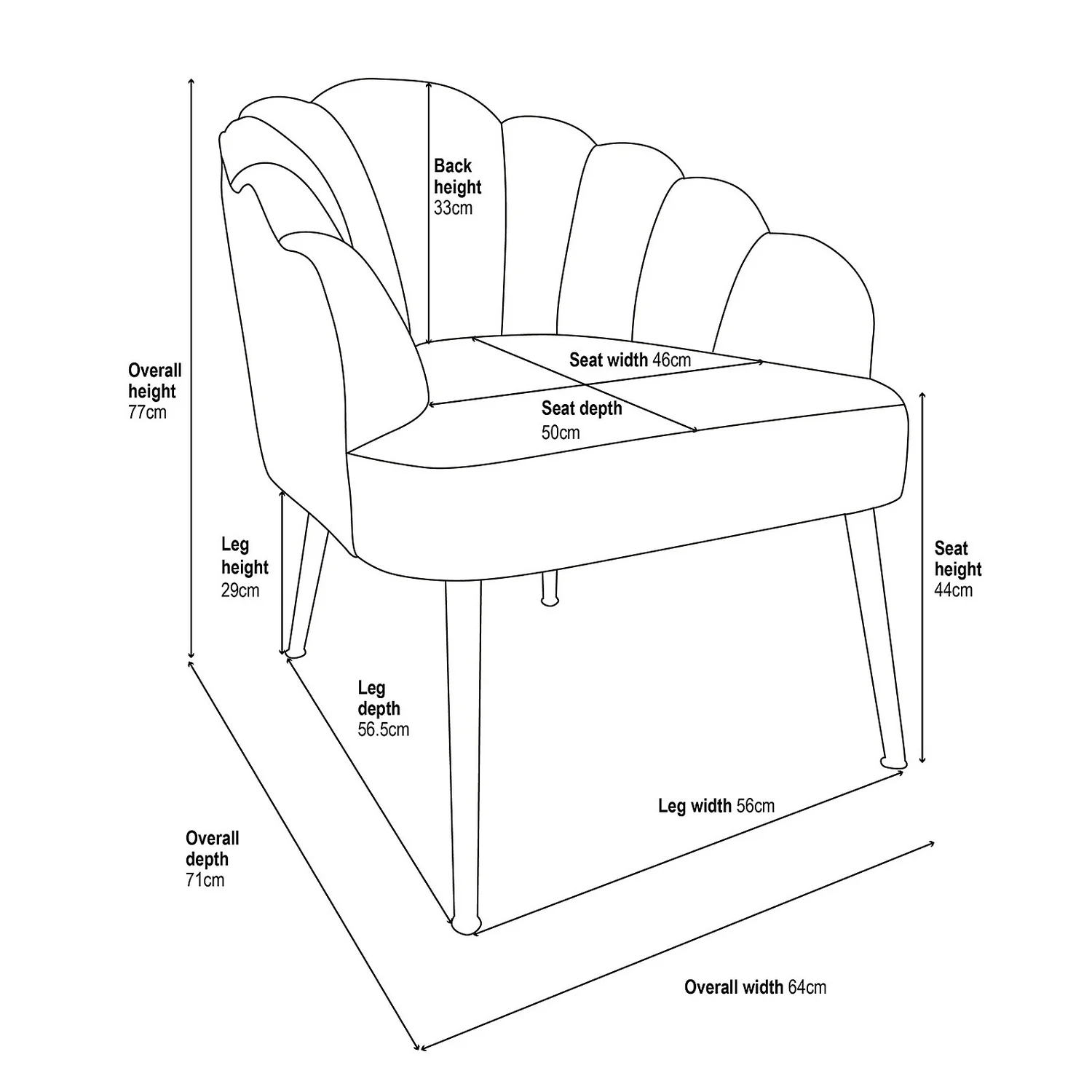 Sophia Scallop Occasional Chair - Grey 7 Sophia Scallop Occasional Chair - Grey - Image 7
