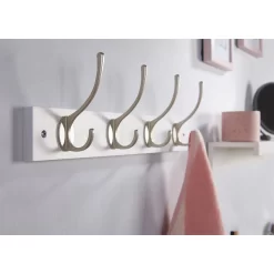 4 Victorian Satin Nickel Hooks On White Bloc Board -Furniture Sale Store 12839291 9374845858460062