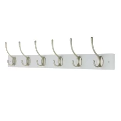 6 Victorian Satin Nickel Hooks On White Bloc Board