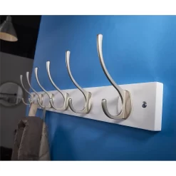 6 Victorian Satin Nickel Hooks On White Bloc Board -Furniture Sale Store 12839295 1194845858610089